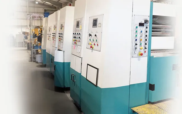 Two-colour flexographic printing on corrugated packaging at Tradepack