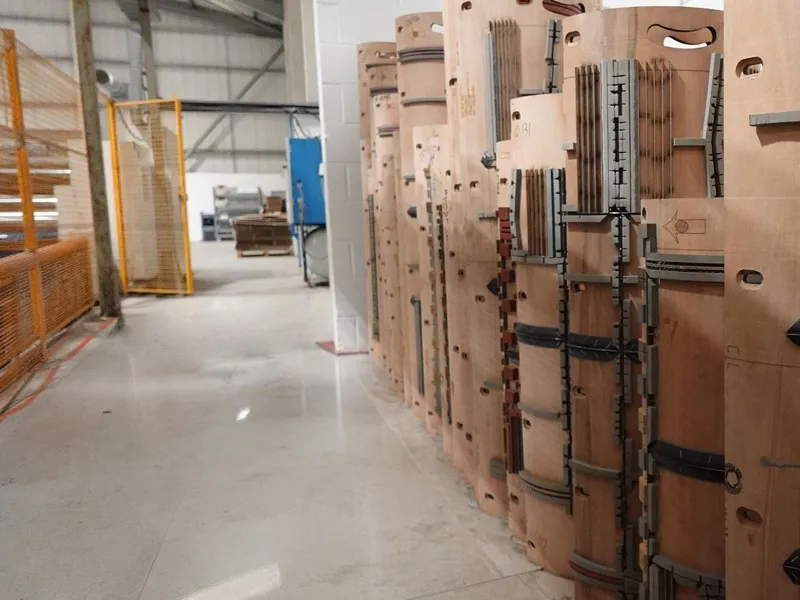 Corrugated sheets being converted on Tradepack's rotary die-cutting line